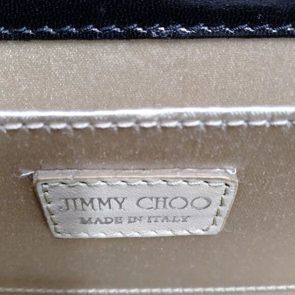 Auth Jimmy Choo Black & Clear Diamond Print Acrylic Sweetie Clutch Silver Chain - Picture 9 of 12